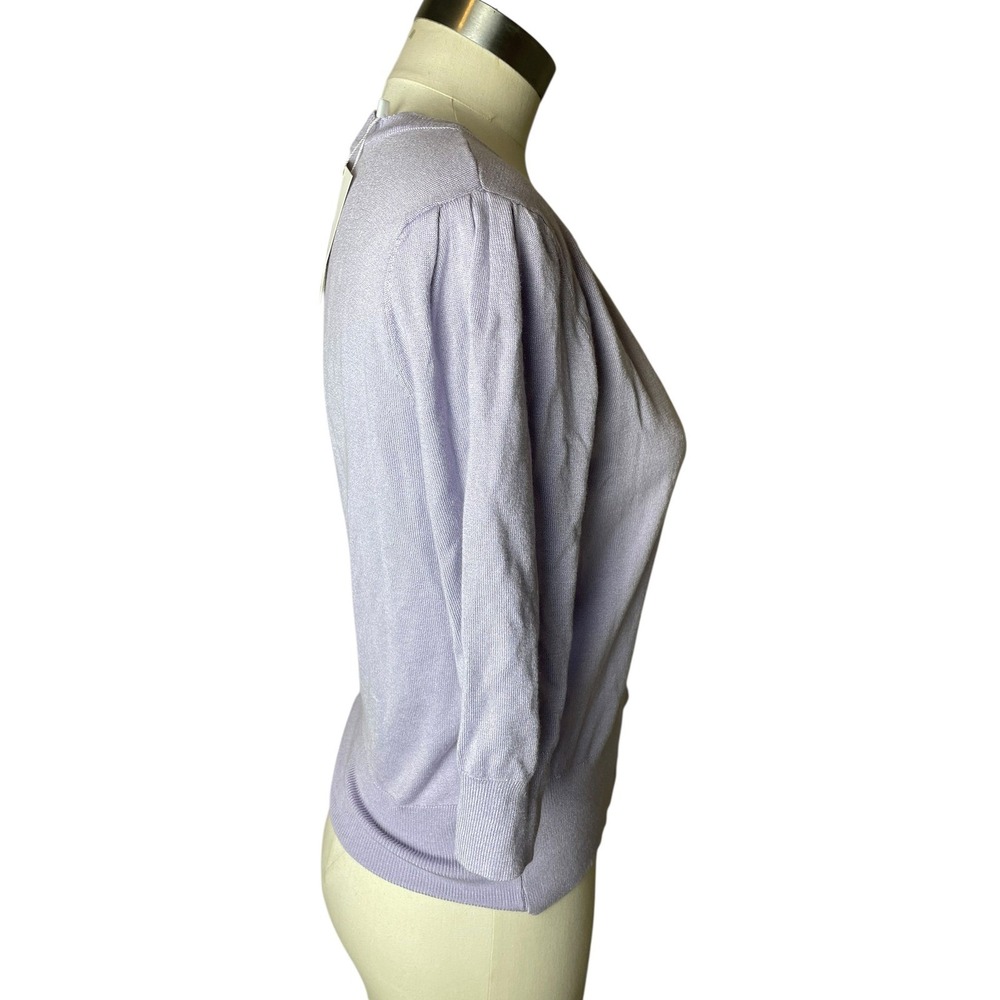 Ecanuer Lavender Scalloped Cardigan XL Soft Knit Quiet Luxury Preppy - Picture 3 of 8